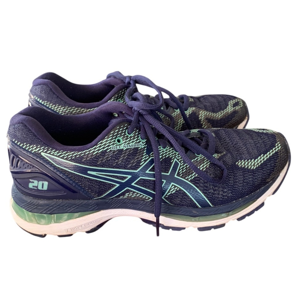 ASICS Gel Nimbus 20 Women's Navy Green Running Shoes Sz 7
